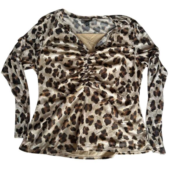 BOLD elements Tops - Womens Top Size XXL Cheetah Print Long Sleeve Professional Animal Cinched